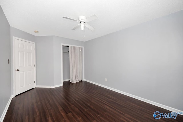 204 Hollington Dr, Huntsville, AL 35811 - unfurnished bedroom with a closet, wood finished floors, and a ceiling fan
