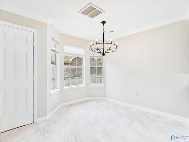 202 Declaration Cir, Madison, AL 35758 - unfurnished dining area with a chandelier and marble finish floors