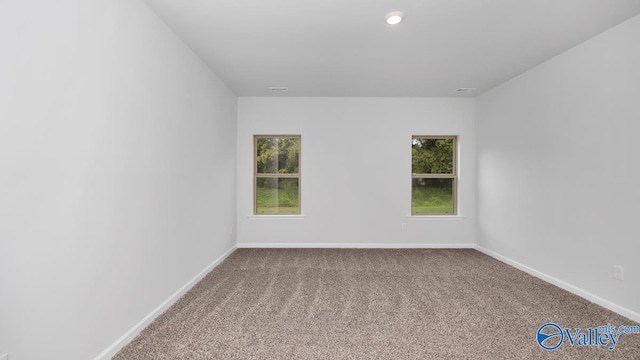 carpeted spare room featuring a healthy amount of sunlight