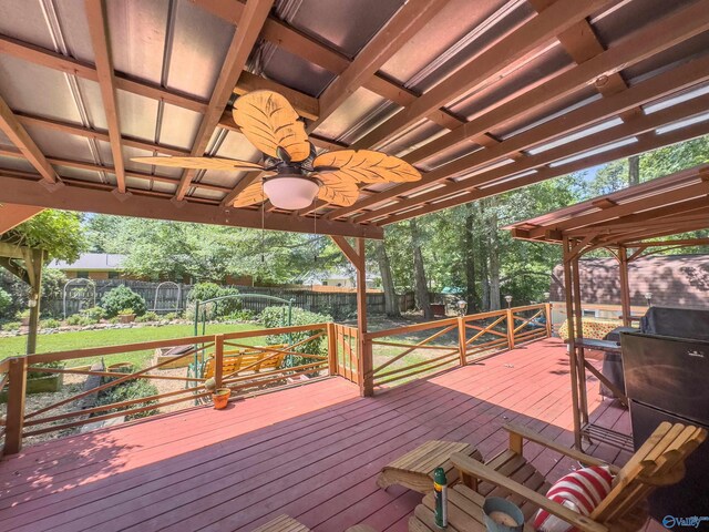 deck featuring ceiling fan