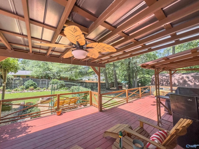 deck featuring ceiling fan