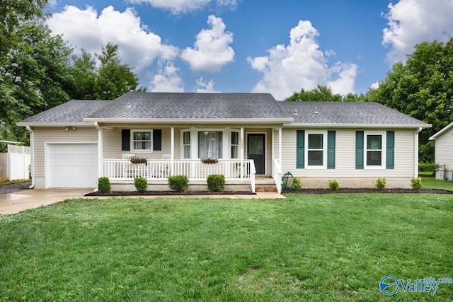 1503 Cedarwood Cir, Huntsville, AL 35803 - ranch-style home featuring a porch, a garage, driveway, and roof with shingles