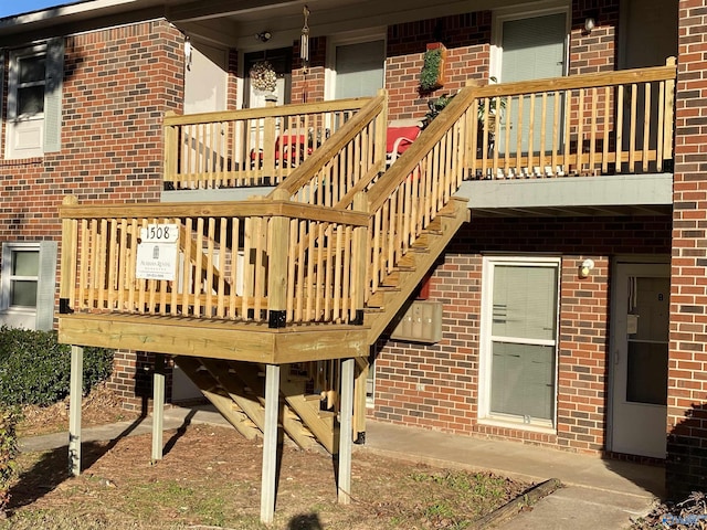 wooden deck with stairway