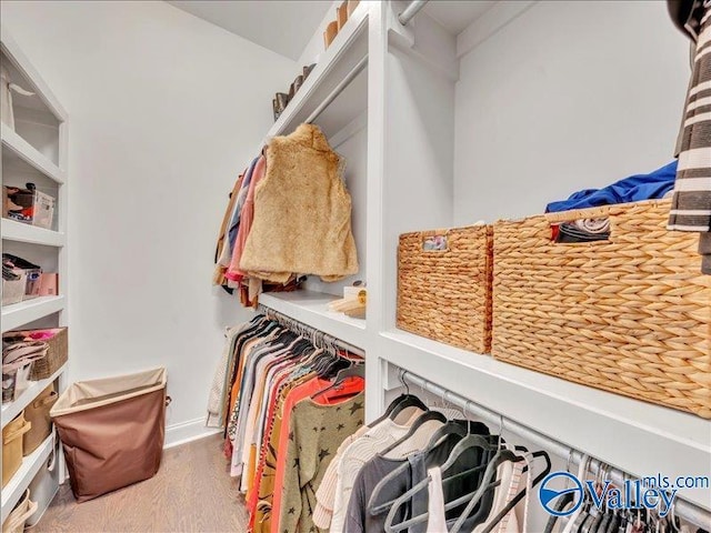 spacious closet with wood finished floors