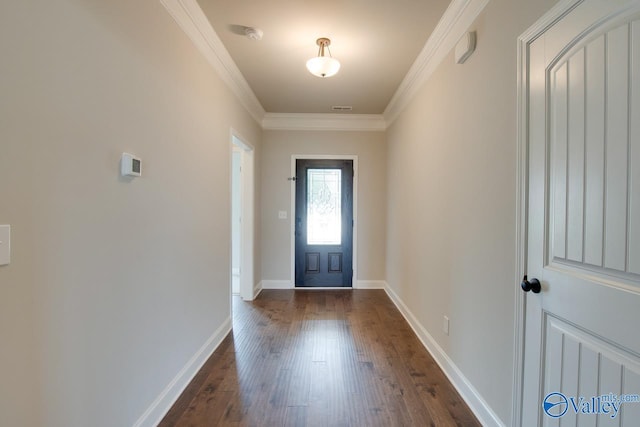 108 Ivy Vine Dr, Toney, AL 35773 - foyer entrance featuring dark wood-style flooring, baseboards, and ornamental molding