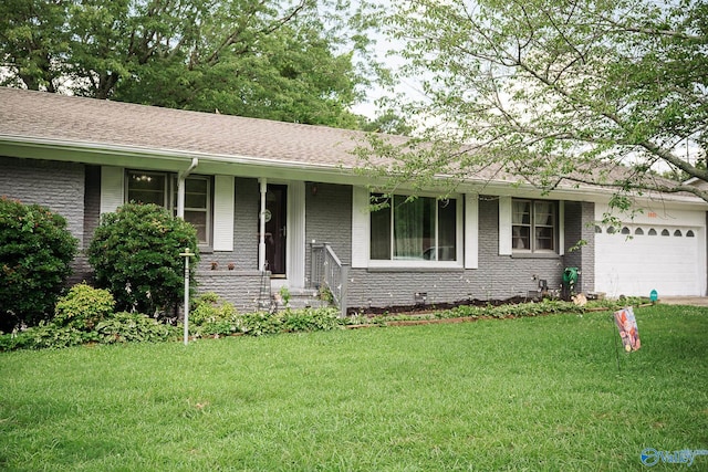 1021 NW 9th St NW, Arab, AL 35016 - ranch-style home featuring an attached garage, brick siding, a front yard, and covered porch
