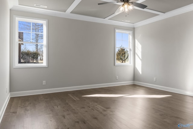 22541 Players Ln, Athens, AL 35613 - unfurnished room with coffered ceiling, a wealth of natural light, and dark wood-type flooring
