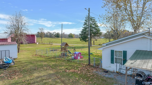 view of yard with a playground