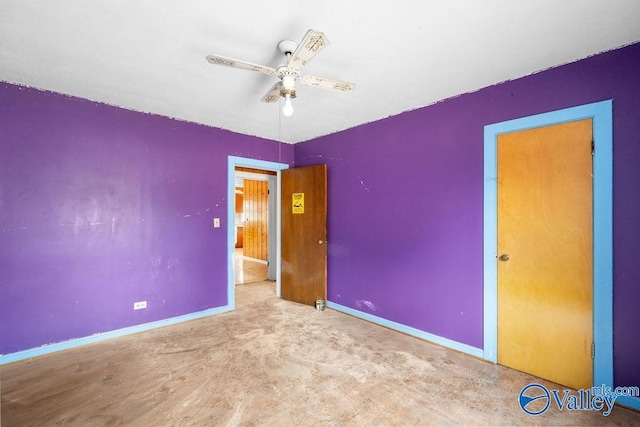 unfurnished bedroom with ceiling fan