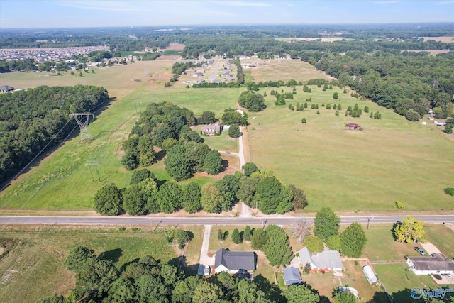 bird's eye view with a rural view