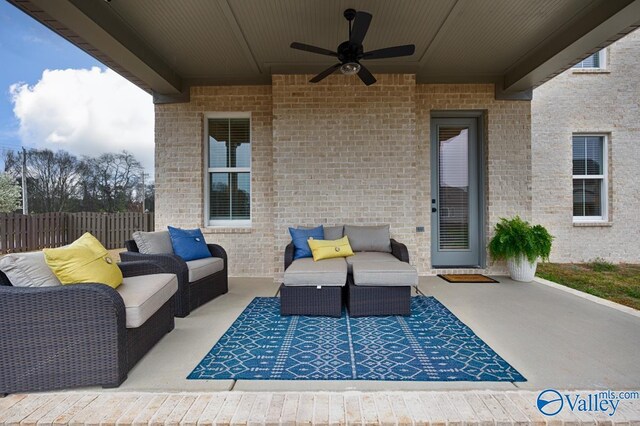 view of patio with ceiling fan