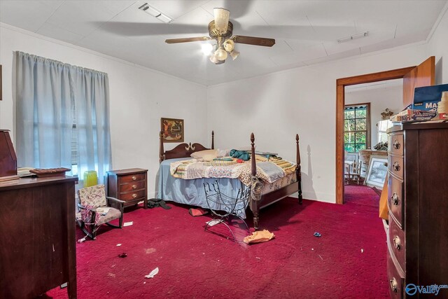 bedroom with carpet and ceiling fan