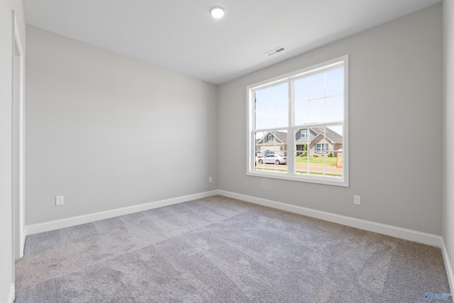 spare room with light carpet