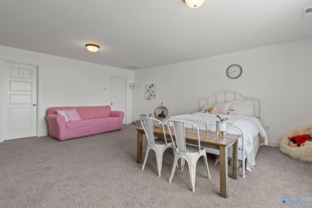 dining room with light carpet and visible vents