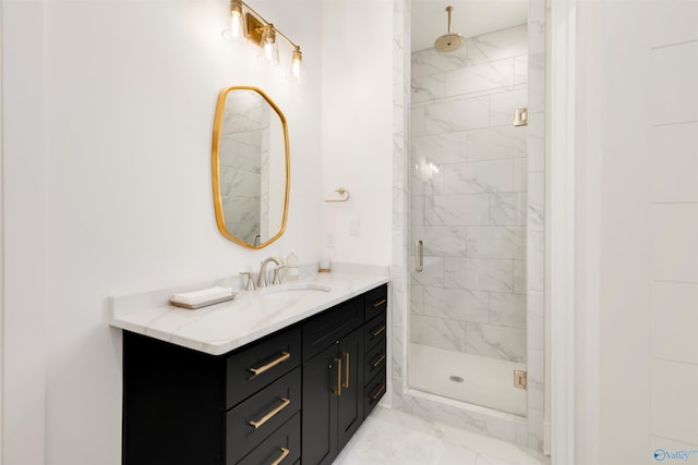 bathroom featuring vanity and walk in shower