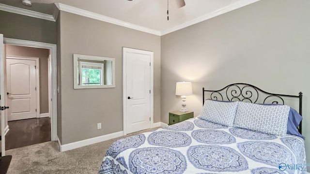 10 Verdant Cir SE, Huntsville, AL 35803 - carpeted bedroom with ornamental molding, baseboards, and a ceiling fan