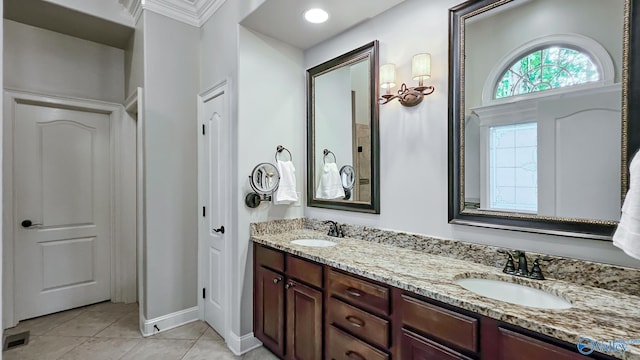 10 Verdant Cir SE, Huntsville, AL 35803 - full bathroom with double vanity, tile patterned flooring, and baseboards