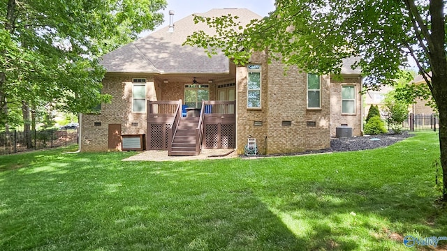 10 Verdant Cir SE, Huntsville, AL 35803 - back of property with stairway, roof with shingles, and brick siding
