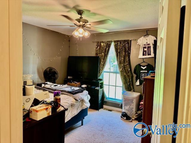 117 Simmons Cir, Fayetteville, TN 37334 - carpeted bedroom with ceiling fan and a textured ceiling
