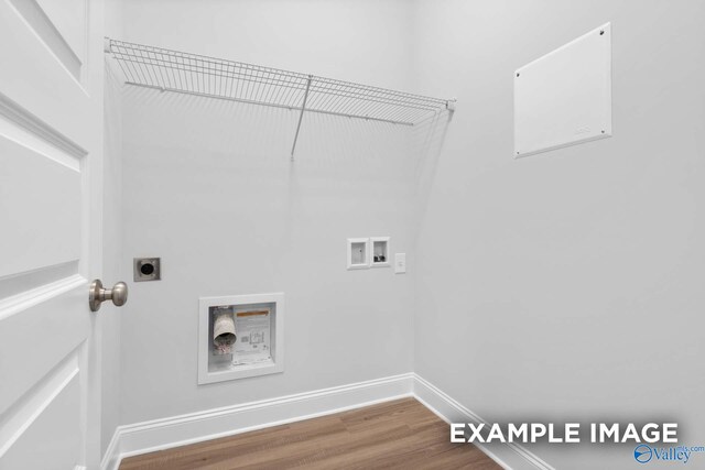 washroom with hardwood / wood-style floors, electric dryer hookup, and hookup for a washing machine