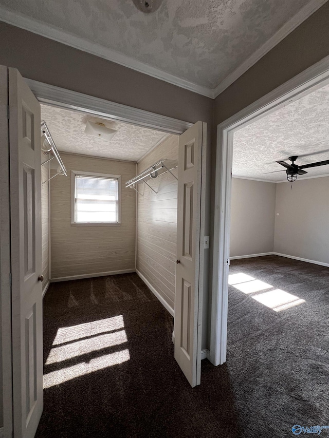 walk in closet featuring ceiling fan and carpet floors