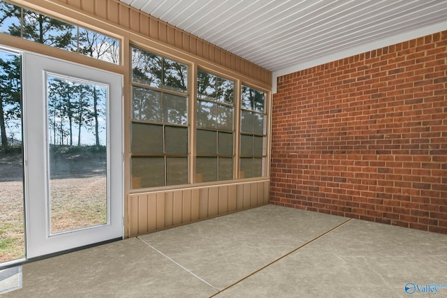 view of unfurnished sunroom