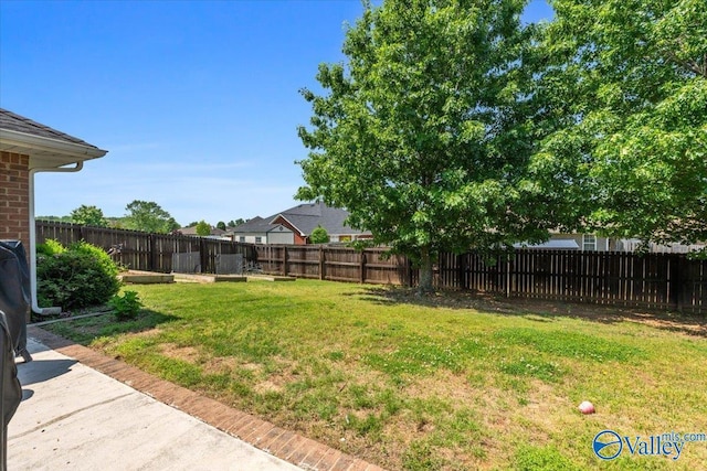 view of yard with a fenced backyard