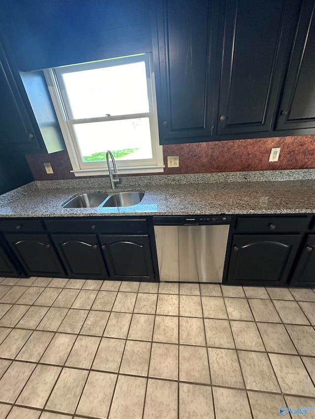 kitchen featuring tasteful backsplash, dishwasher, and sink