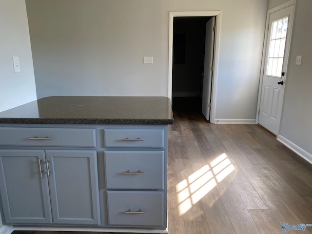 kitchen featuring dark wood-type flooring