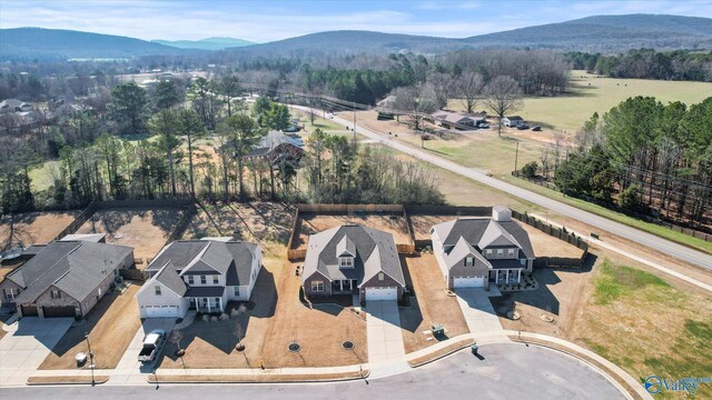 birds eye view of property featuring a residential view and a mountain view