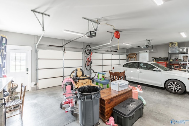 garage with a garage door opener