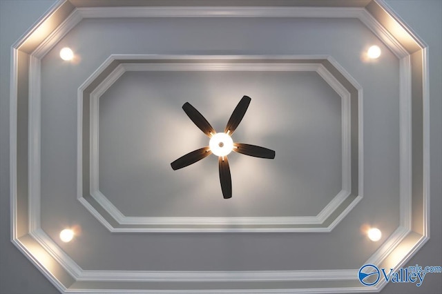 interior details featuring ceiling fan