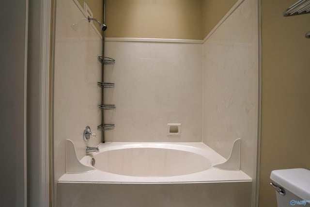 full bathroom with bathing tub / shower combination and toilet