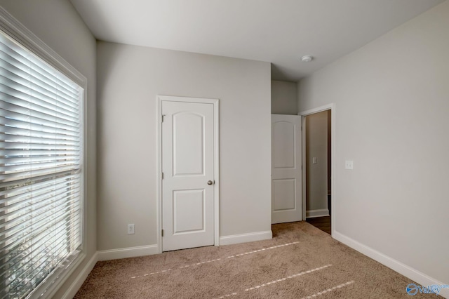 unfurnished bedroom with multiple windows and carpet floors