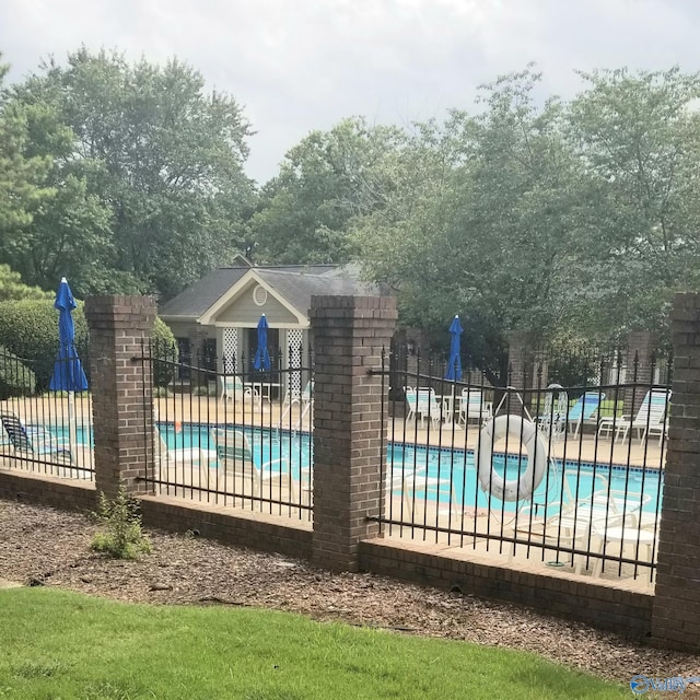 view of swimming pool featuring a patio