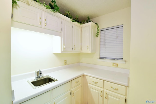 kitchen with sink and a textured ceiling