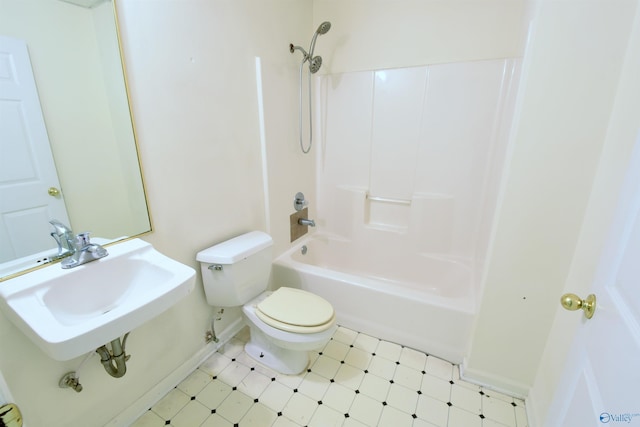 full bathroom featuring sink, shower / bathtub combination, and toilet