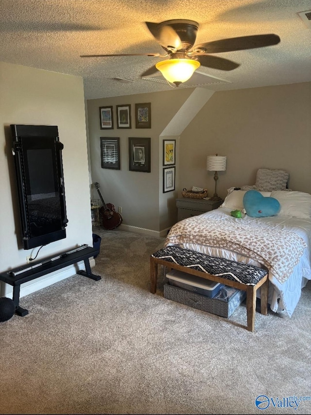 103 Covey Ln, Hazel Green, AL 35750 - carpeted bedroom with a ceiling fan and a textured ceiling
