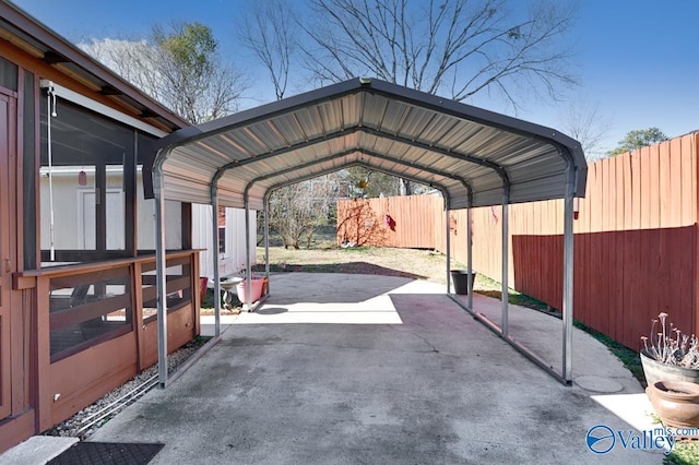 view of car parking featuring a carport