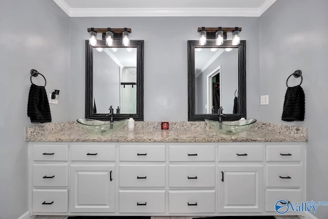 12956 Hickory Hills Rd, Athens, AL 35614 - bathroom featuring vanity and ornamental molding
