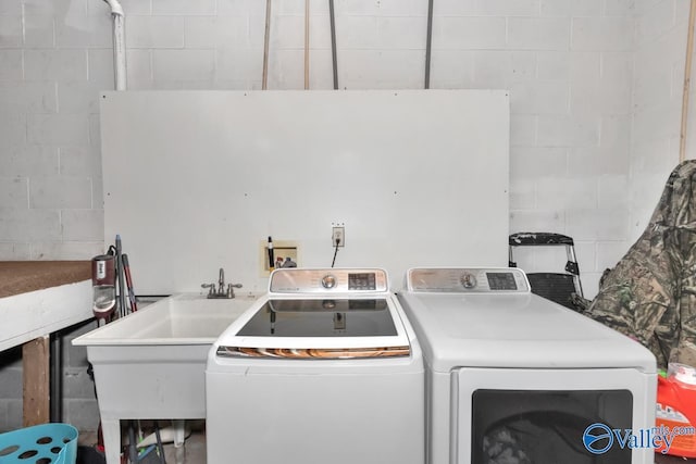 12956 Hickory Hills Rd, Athens, AL 35614 - laundry room with independent washer and dryer and sink