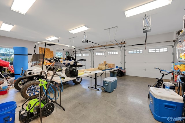 garage with a garage door opener