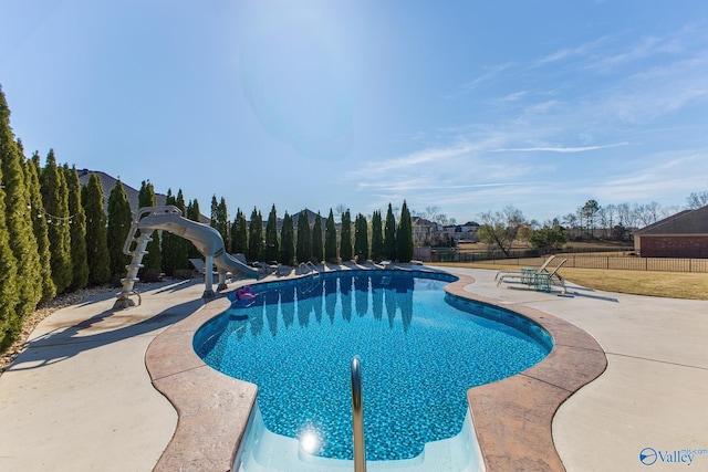 108 NW Rockhaven Dr, Madison, AL 35757 - view of pool with a water slide and a patio