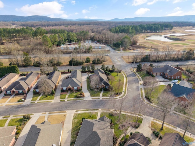 bird's eye view with a mountain view