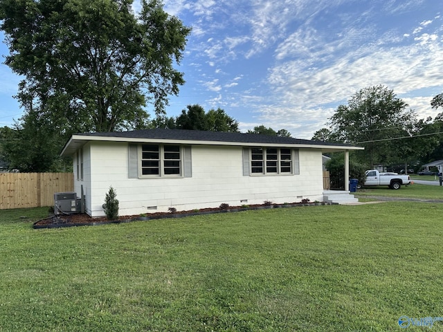 2022 Bide A Wee Dr NE, Huntsville, AL 35801 - ranch-style house featuring crawl space and central AC unit