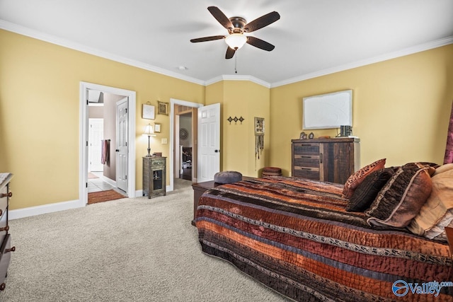 126 Mattie Ct, Madison, AL 35756 - bedroom featuring carpet flooring, ornamental molding, and ceiling fan