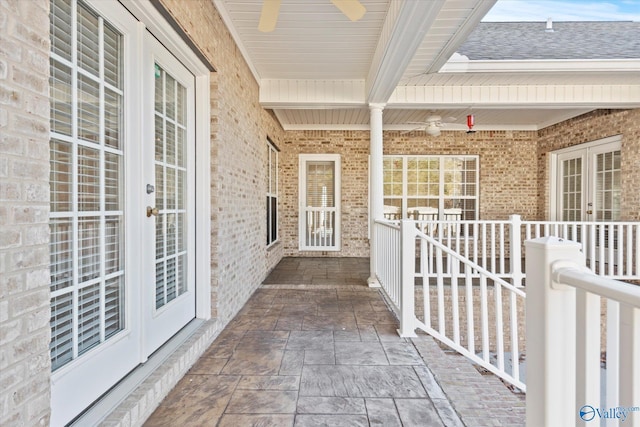 view of patio / terrace featuring french doors and a ceiling fan