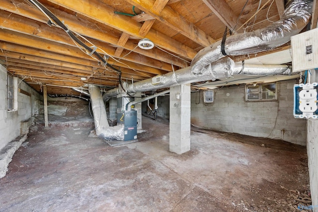 basement with heating unit