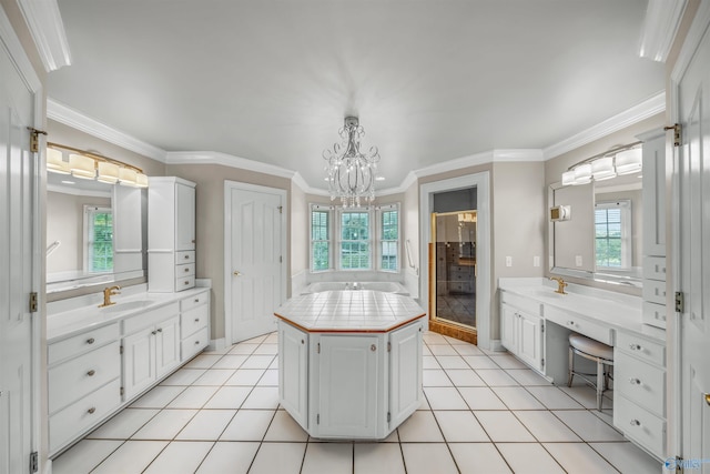 904 Driver Rd NW, Fort Payne, AL 35967 - full bathroom featuring tile patterned floors, an inviting chandelier, and a sink