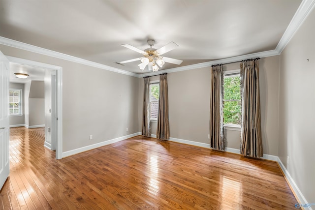 904 Driver Rd NW, Fort Payne, AL 35967 - spare room with light wood finished floors, ceiling fan, and ornamental molding